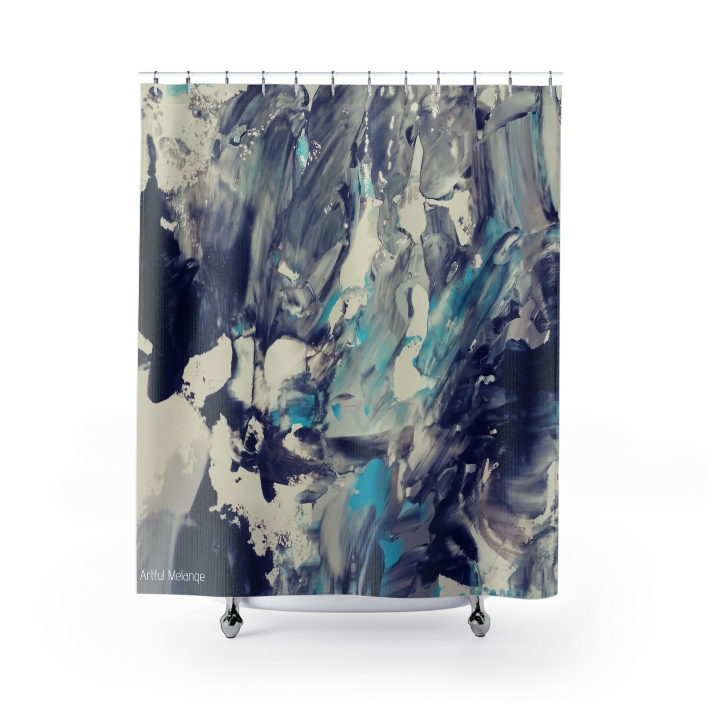 Canvas Cascade: Abstract Acrylic Art Shower Curtain Collection