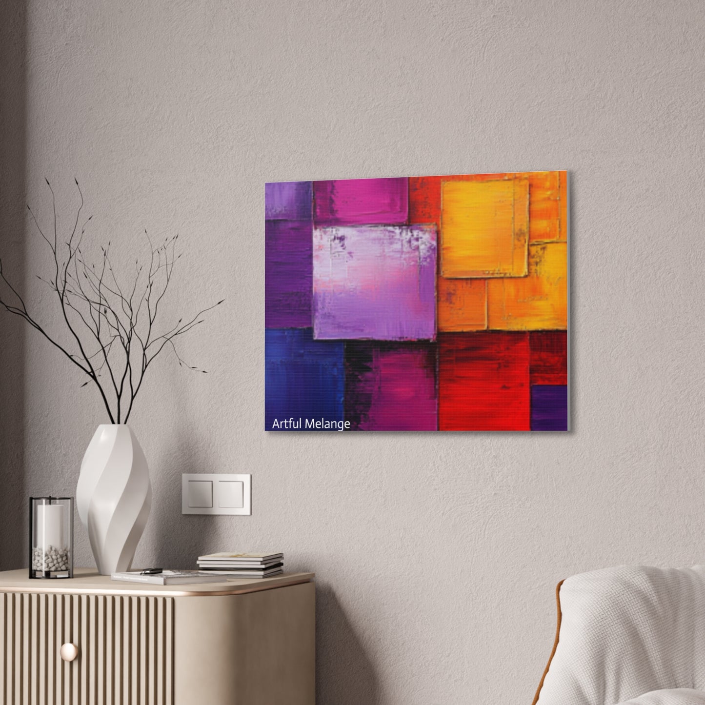 Acrylic Abstract Canvas Print - Homage to the Divine Nine/Red White Purple and Gold 8