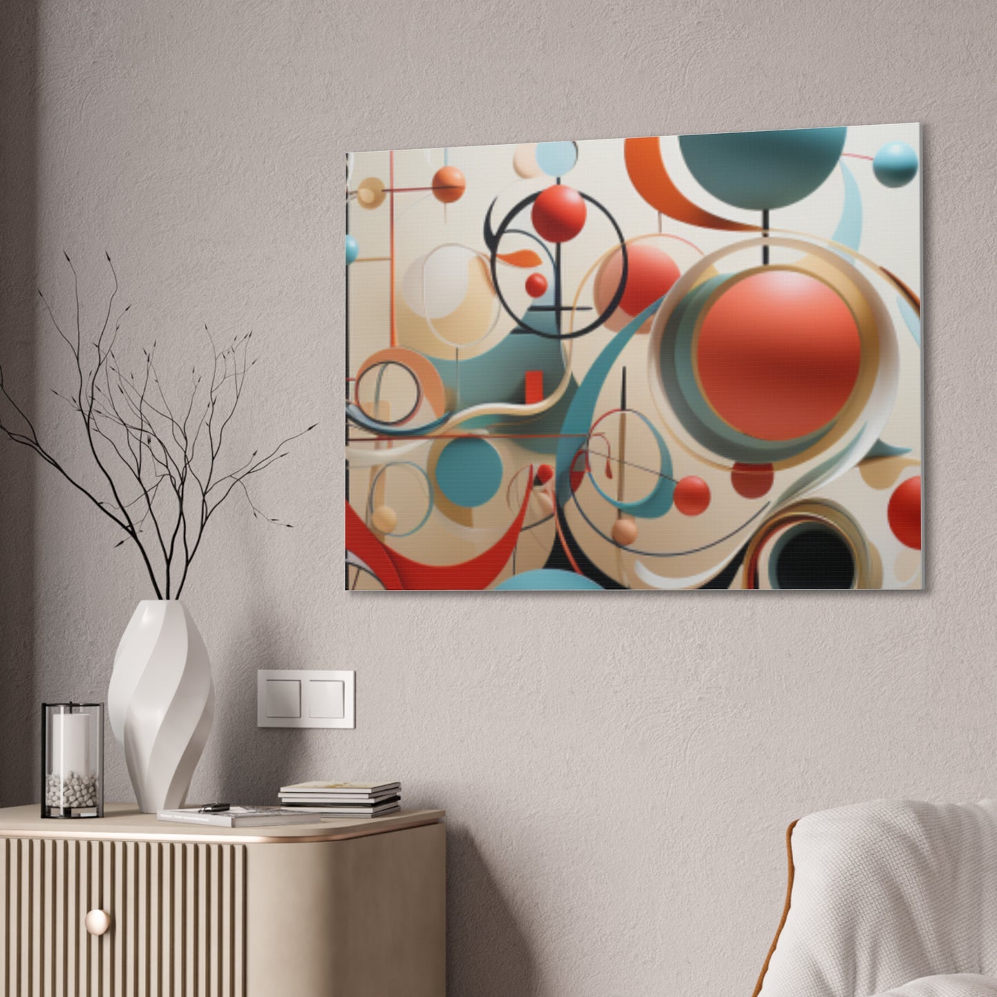 Harmony in Cyan and Peach- Graphic Print