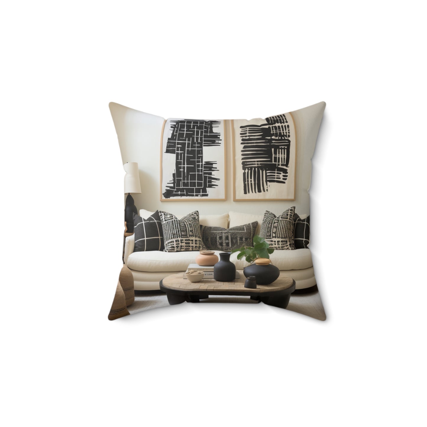 African Mud Cloth Design Square Pillow