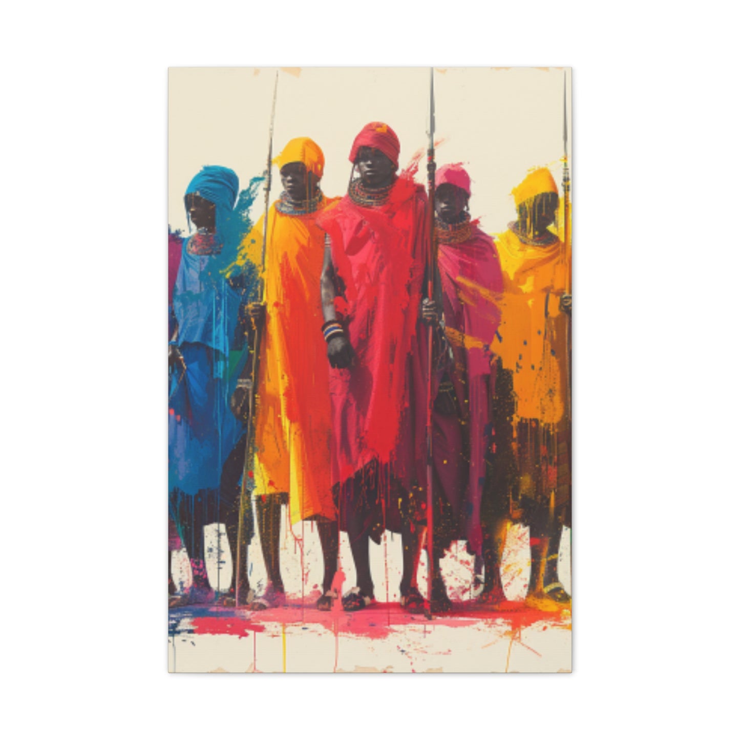 Masai Warriors Abstract Canvas Print