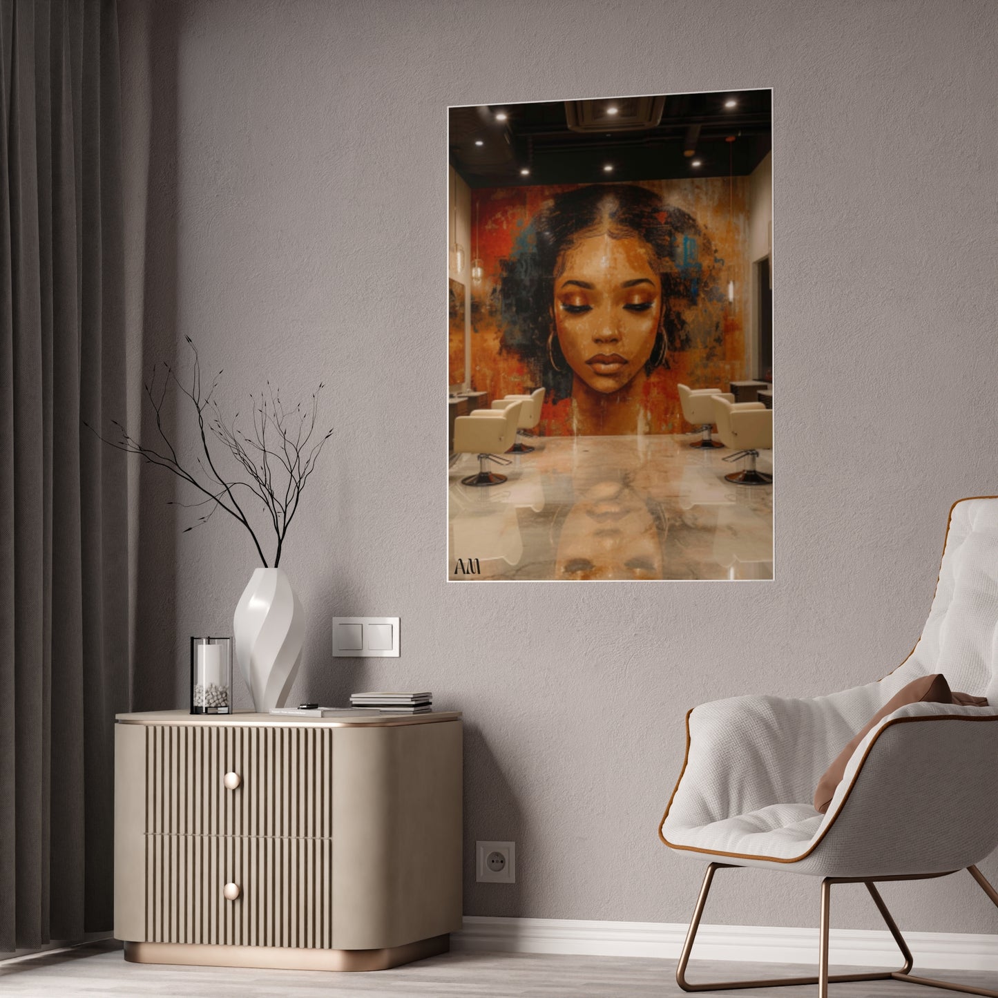 Black Hair Salon Interiors: Poster Prints Celebrating Style