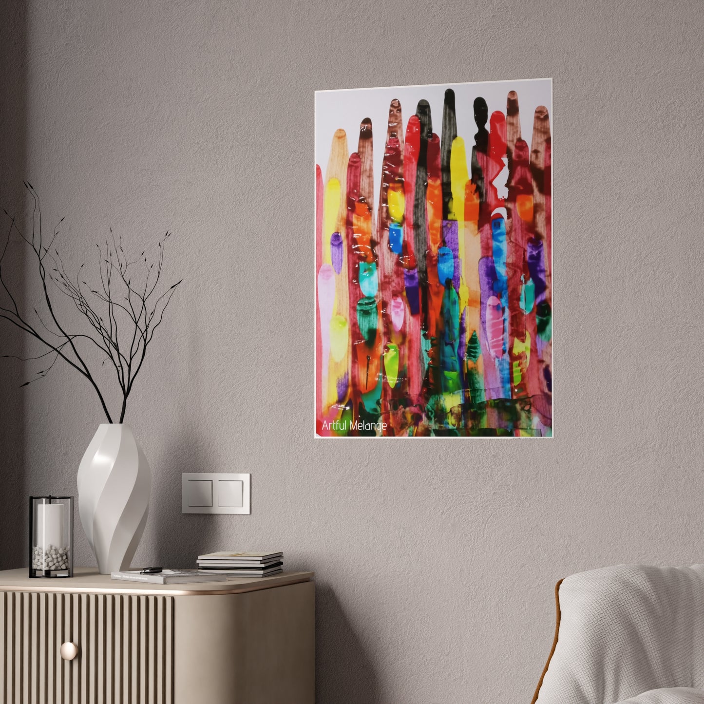 Gleaming Acrylic Abstract Poster: A Spectrum of Colorful Elegance