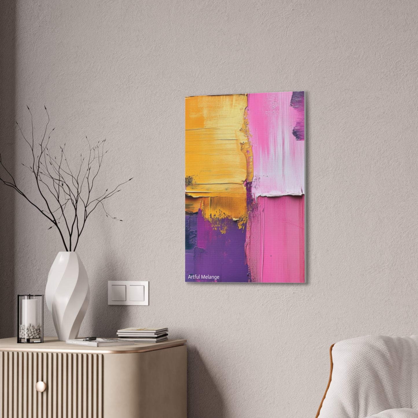 Acrylic Abstract Canvas Print - Homage to the Divine Nine/Gold Purple Pink and Green 5