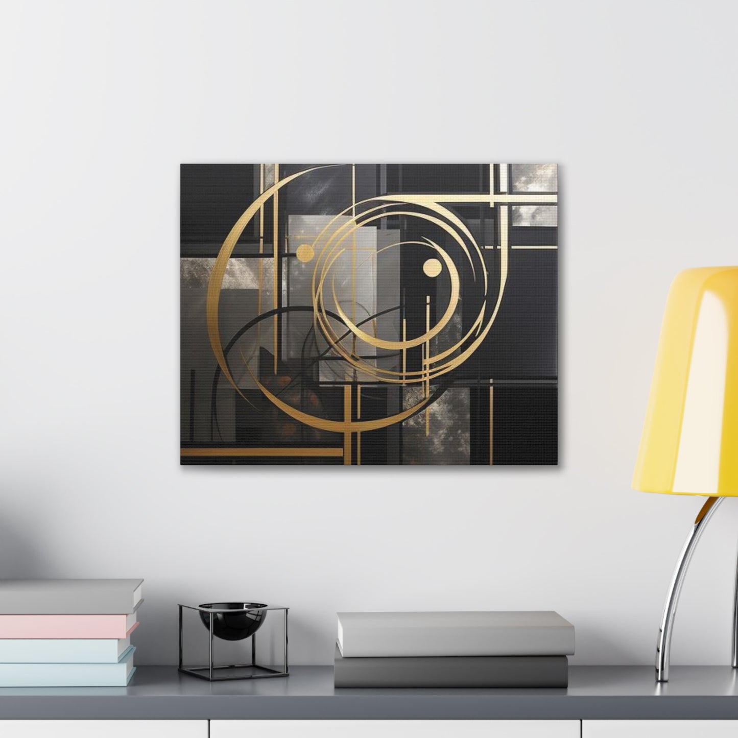 Gold and Black Elegance: A Symphony of Sophistication Canvas Print