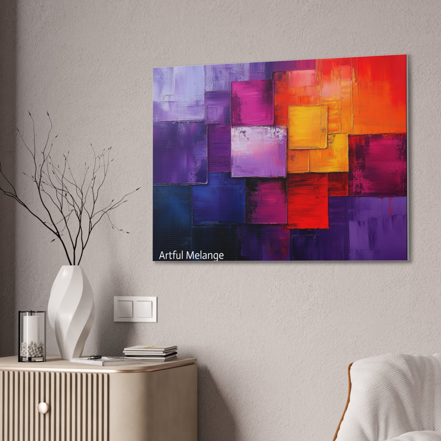 Acrylic Abstract Canvas Print - Homage to the Divine Nine/Red White Purple and Gold 8