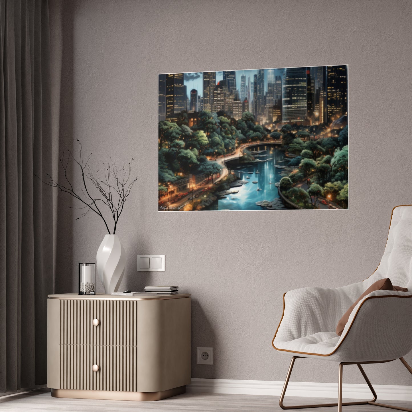 Skyline Vista: Hyper-Realistic 3D Cityscape Posters