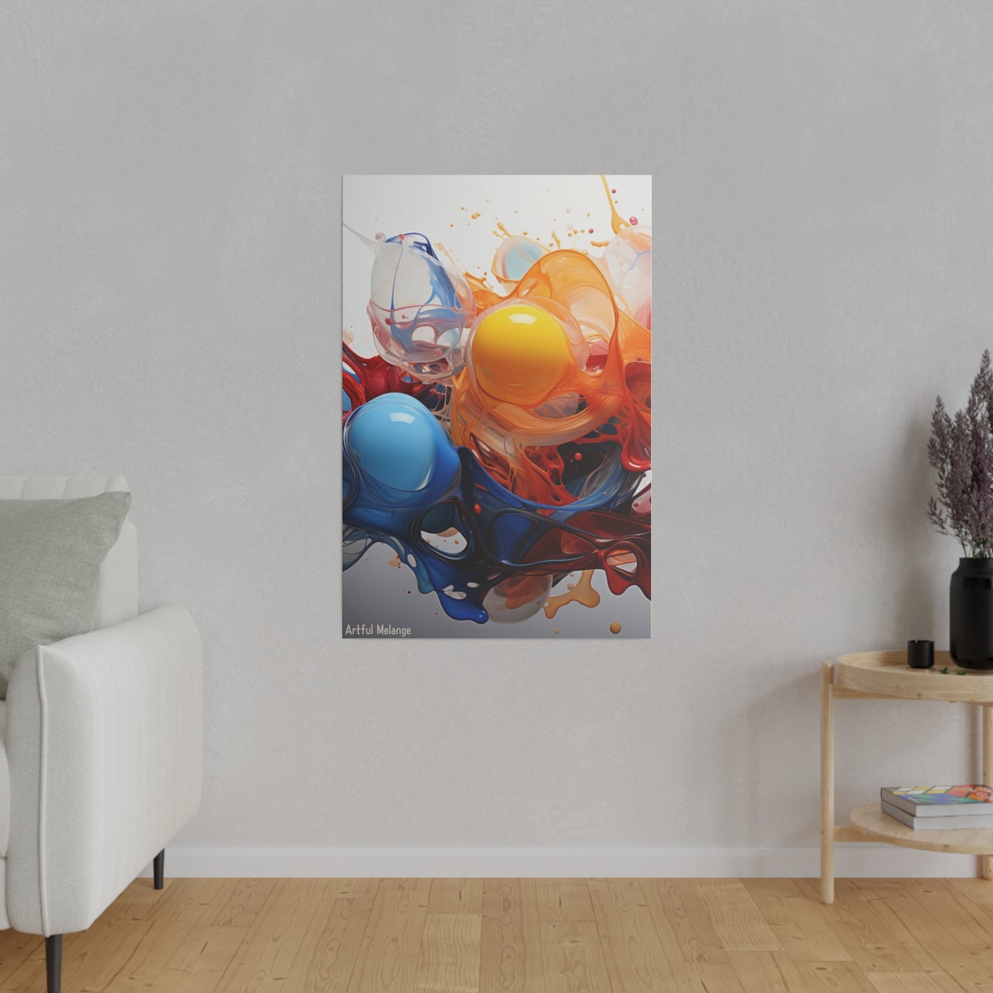 Colorful Balloon-Inspired Matt Canvas Print with Sweeping Acrylic Brush Strokes