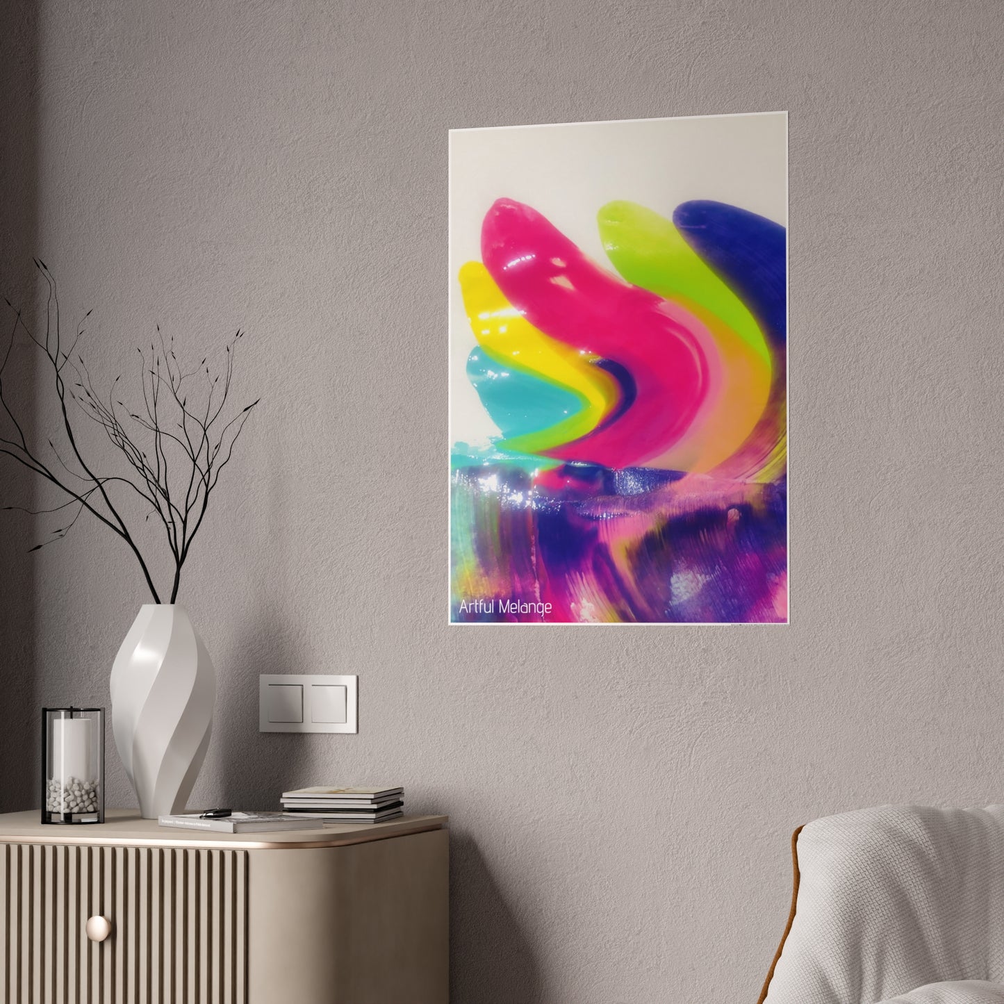 Gleaming Acrylic Abstract Poster: A Spectrum of Colorful Elegance