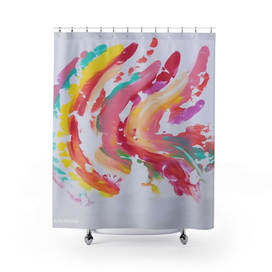 Canvas Cascade: Abstract Acrylic Art Shower Curtain Collection