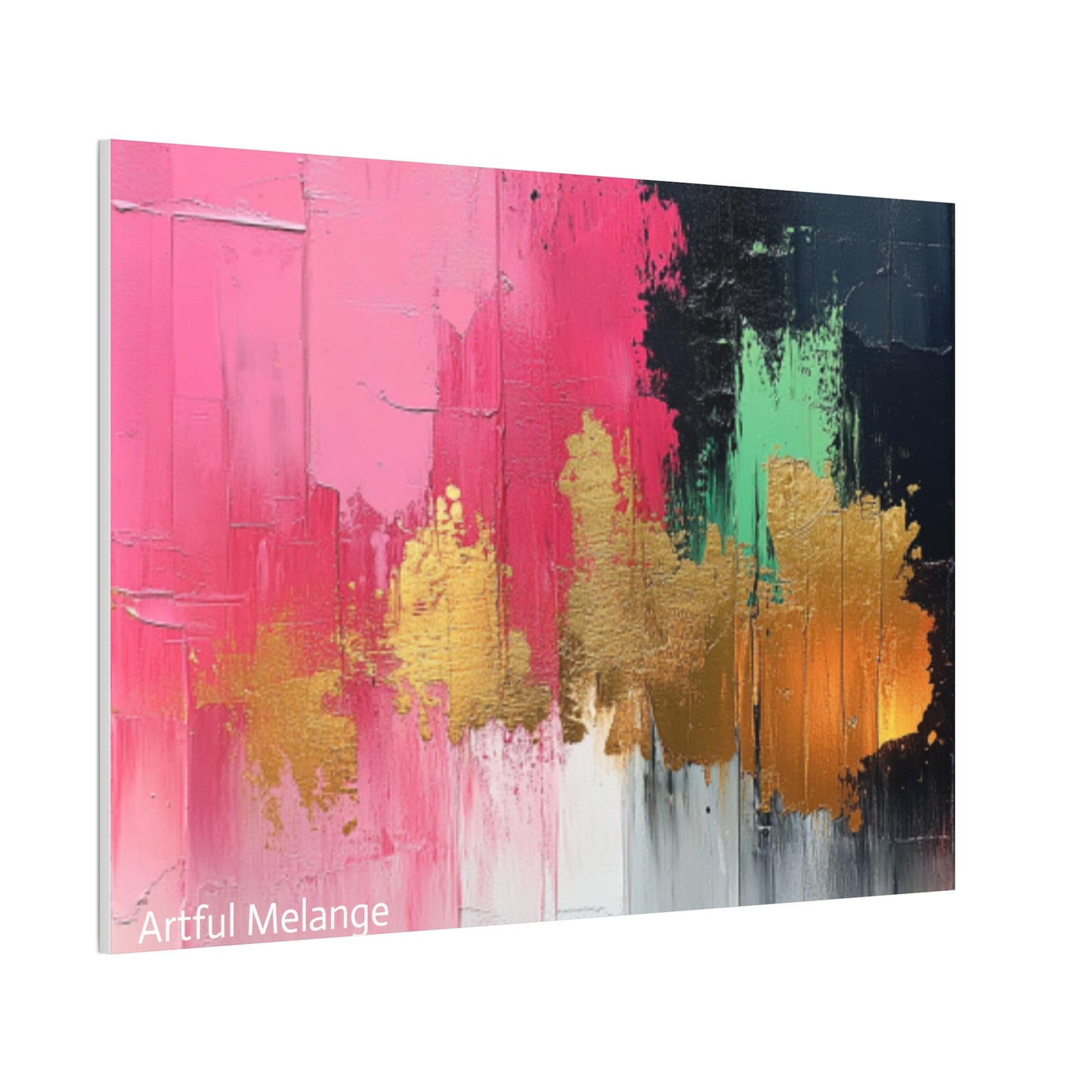 Acrylic Abstract Canvas Print - Homage To The Divine Nine/Pink Green Black and Gold 8