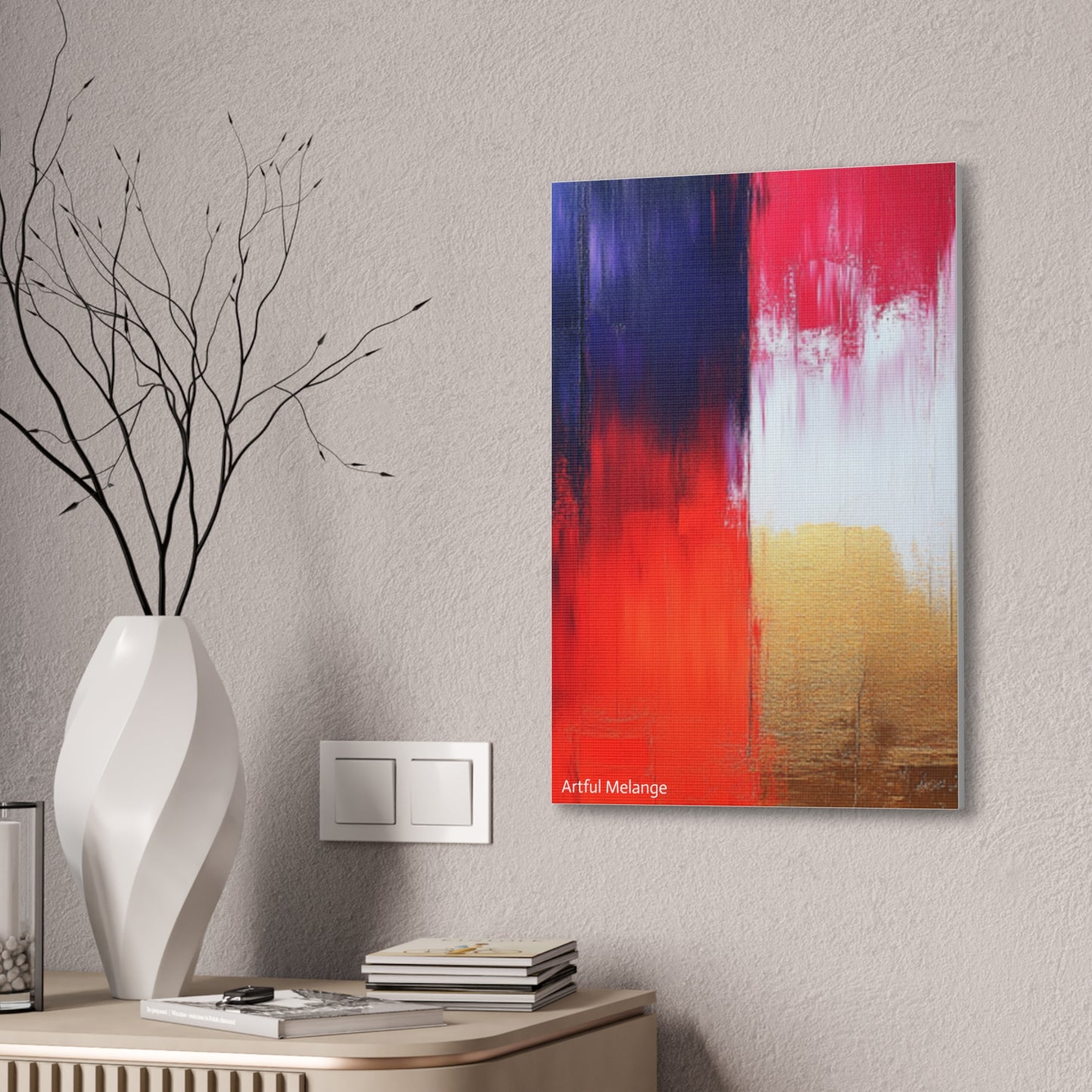 Acrylic Abstract Canvas Print - Homage to the Divine Nine/Red White Purple and Gold 2