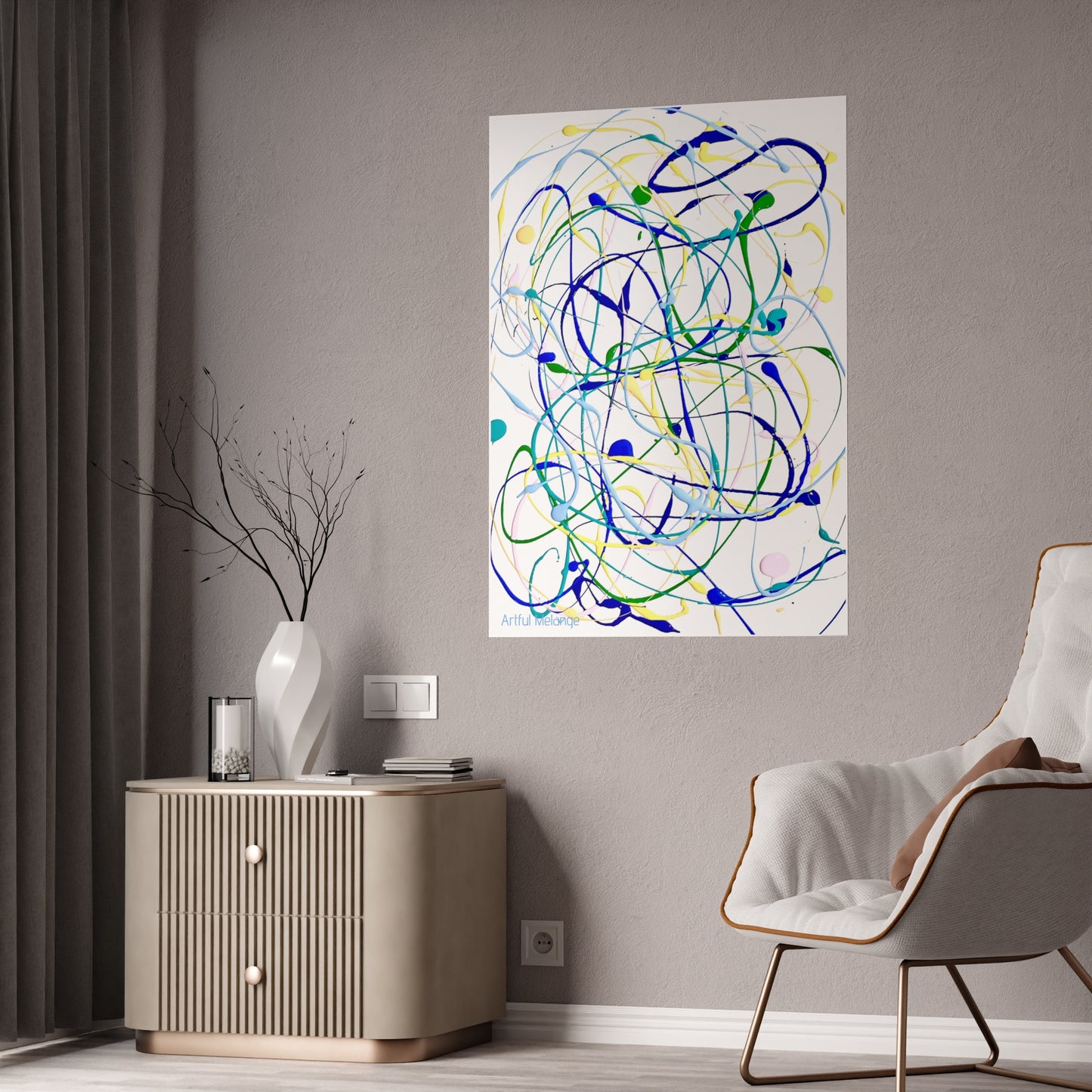 Gleaming Acrylic Abstract Poster: A Spectrum of Colorful Elegance