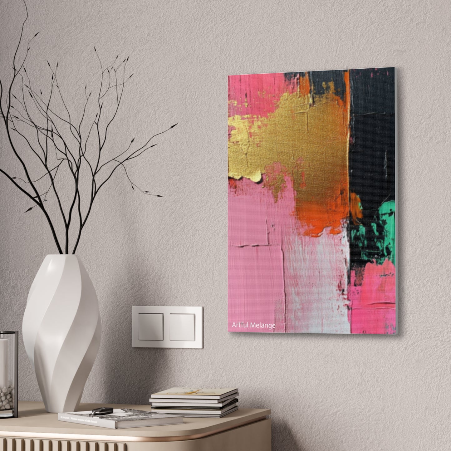 Acrylic Abstract Canvas Print - Homage to the Divine Nine/Pink Green Black and Gold 7