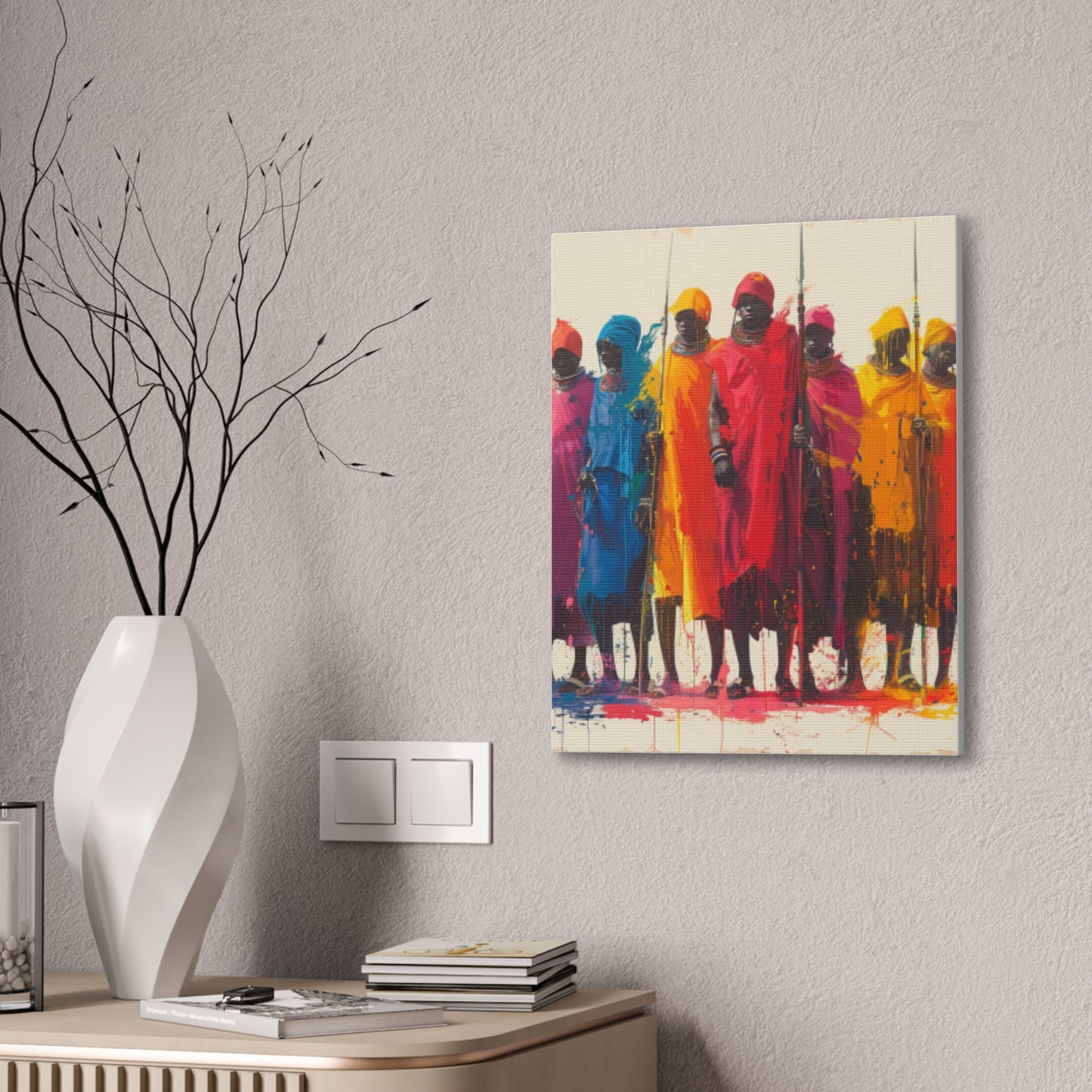 Masai Warriors Abstract Canvas Print