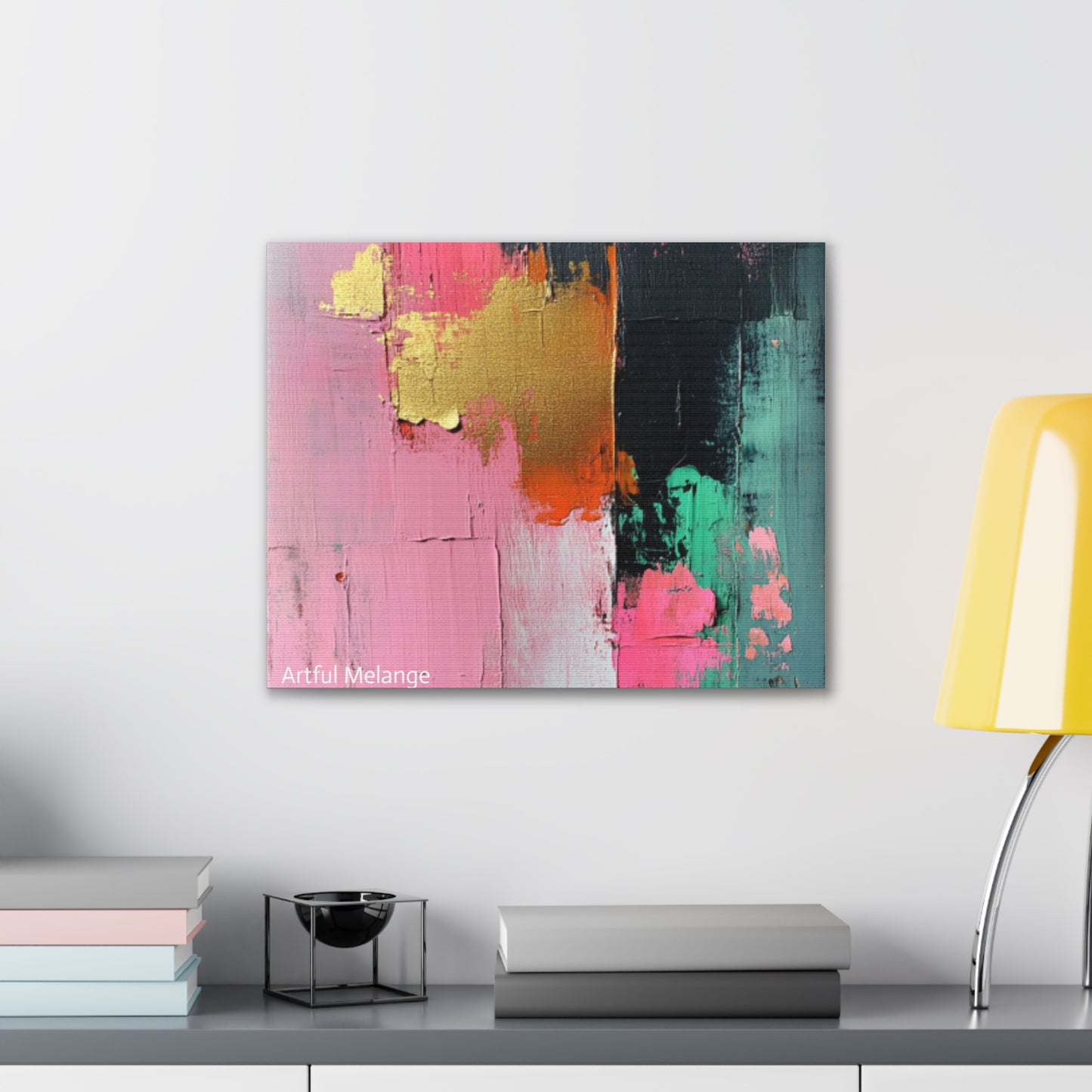 Acrylic Abstract Canvas Print - Homage to the Divine Nine/Pink Green Black and Gold 7