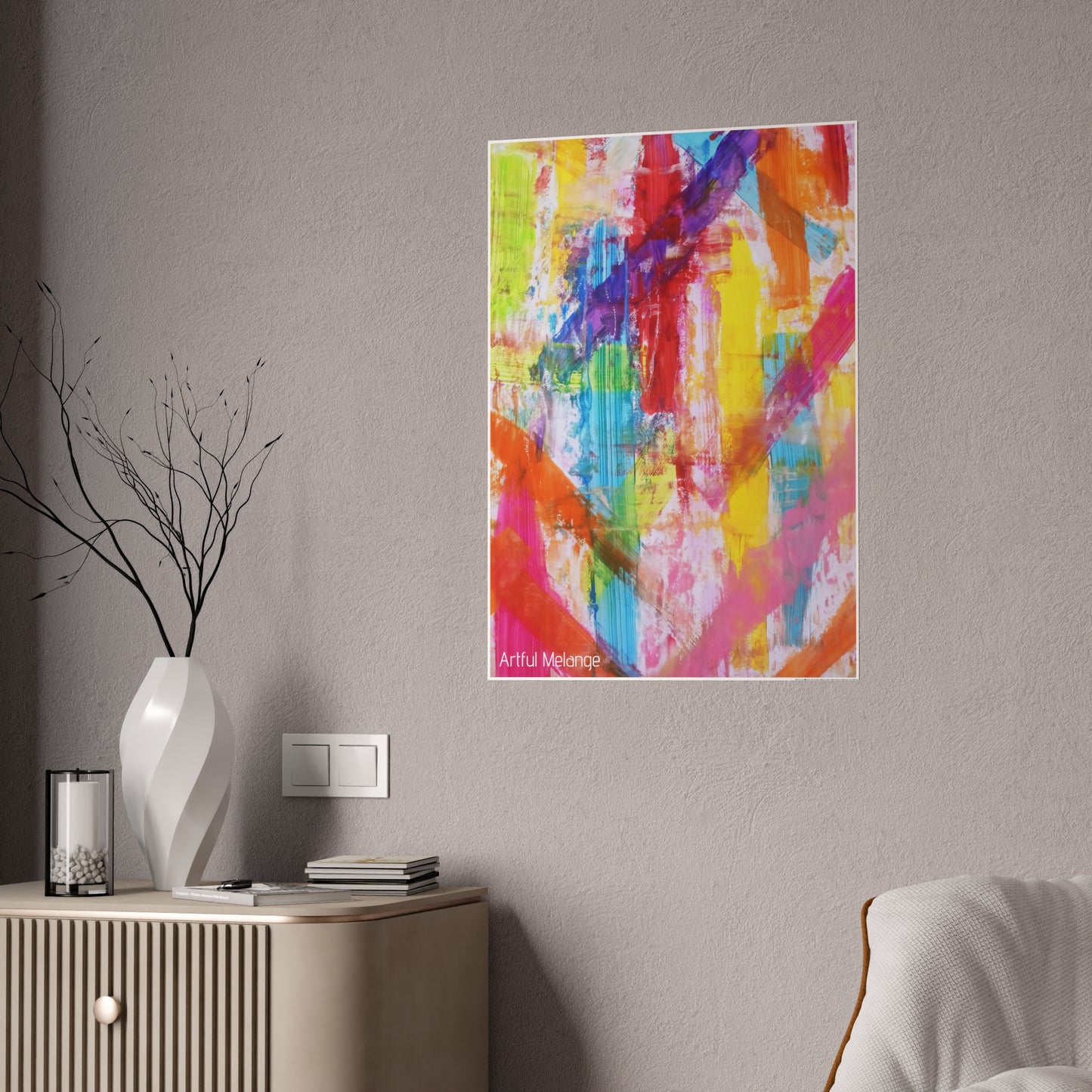 Gleaming Acrylic Abstract Poster: A Spectrum of Colorful Elegance