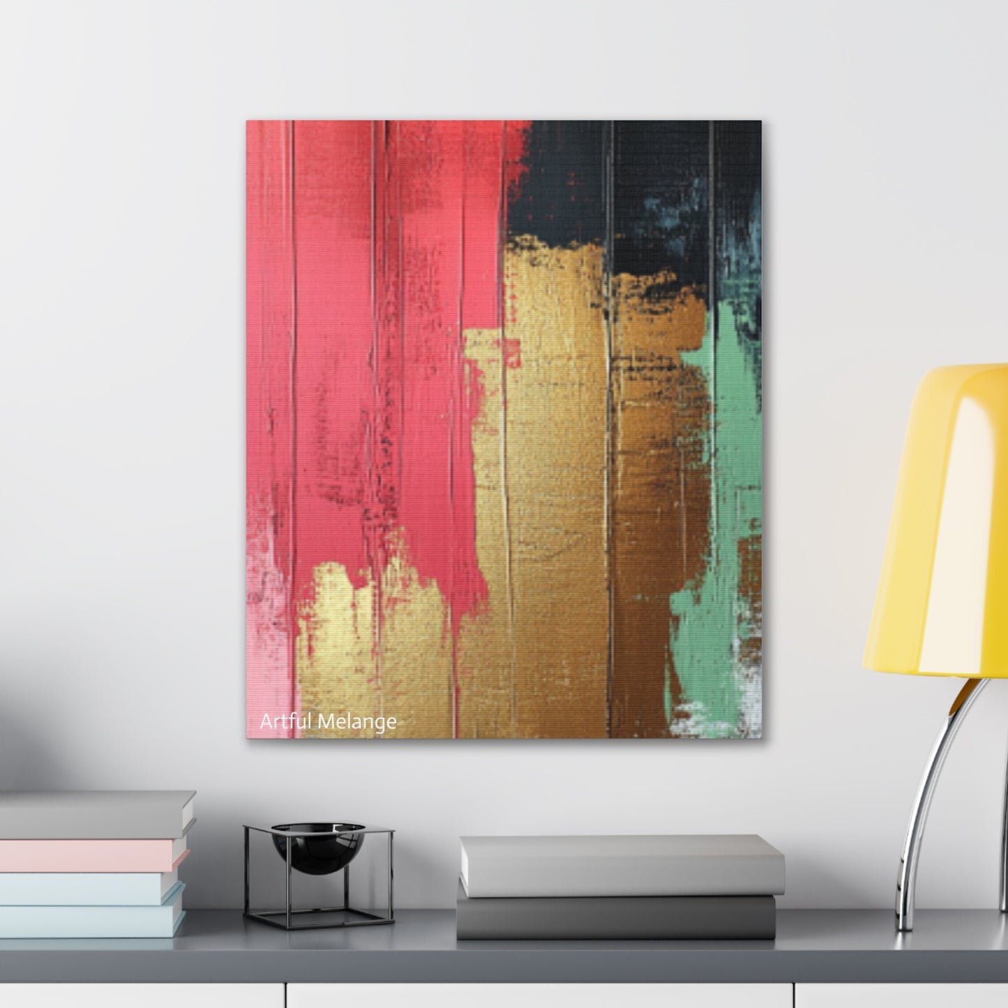 Acrylic Abstract Canvas Print - Homage to the Divine Nine/Pink Green Black and Gold 6