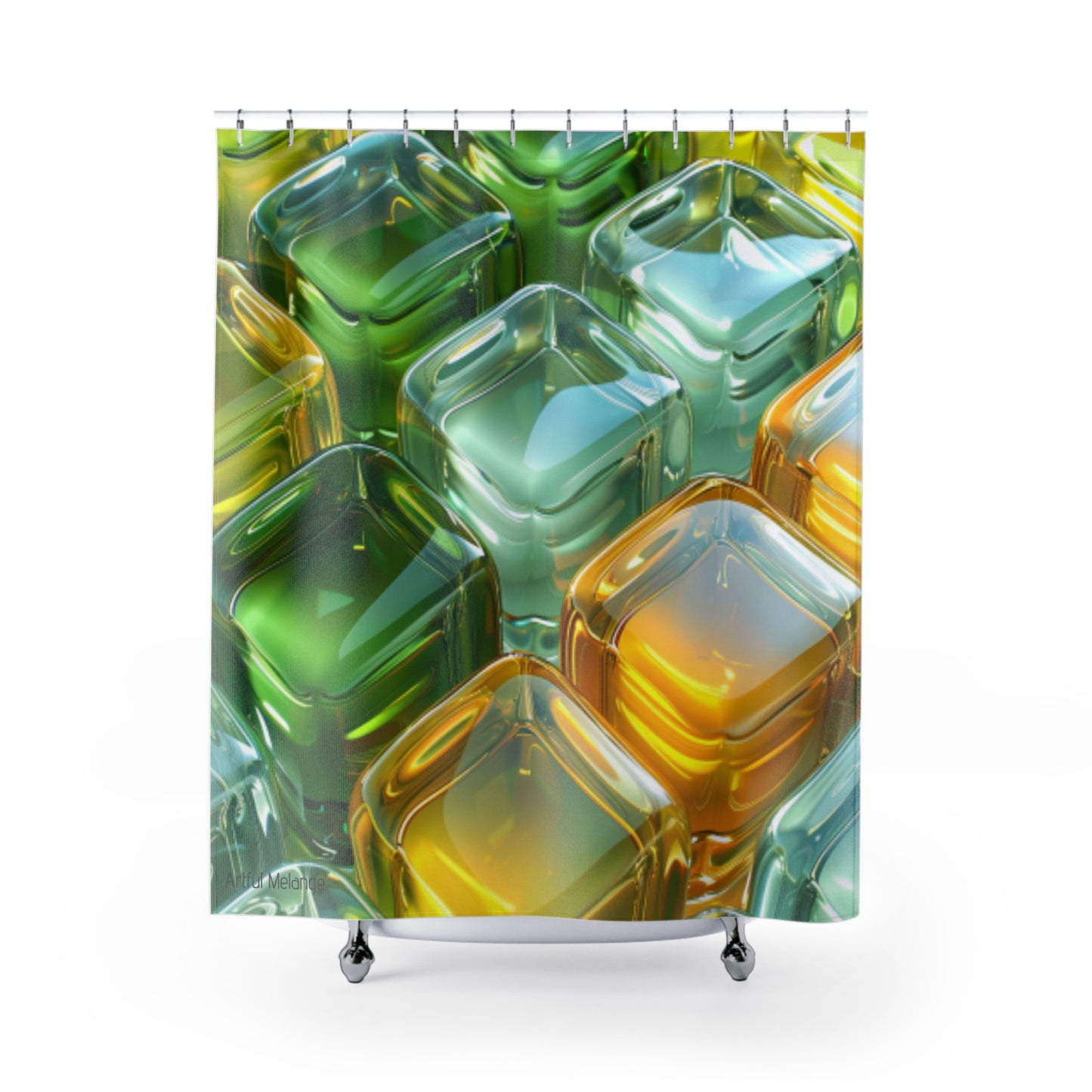 Canvas Cascade: Abstract Acrylic Art Shower Curtain Collection