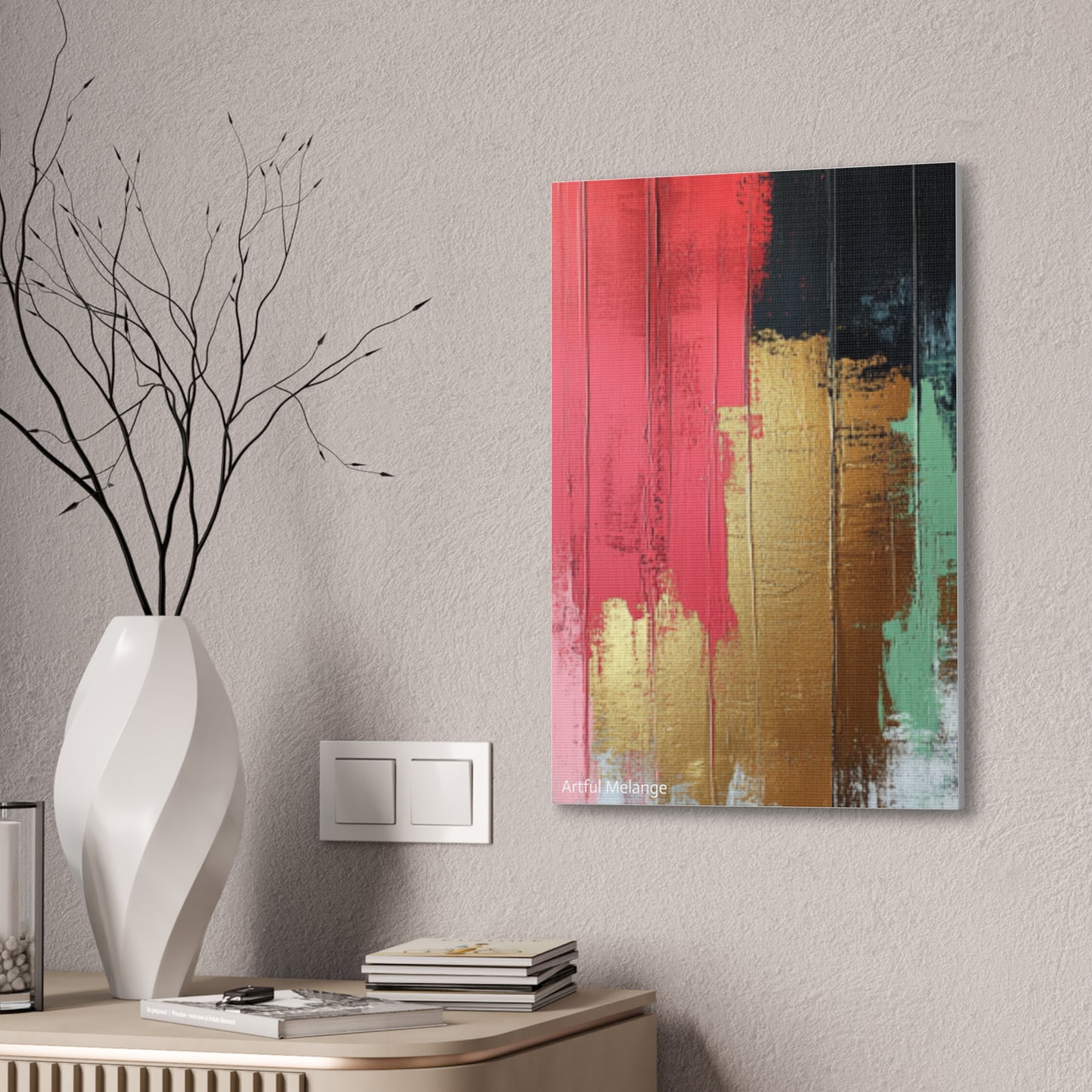 Acrylic Abstract Canvas Print - Homage to the Divine Nine/Pink Green Black and Gold 6