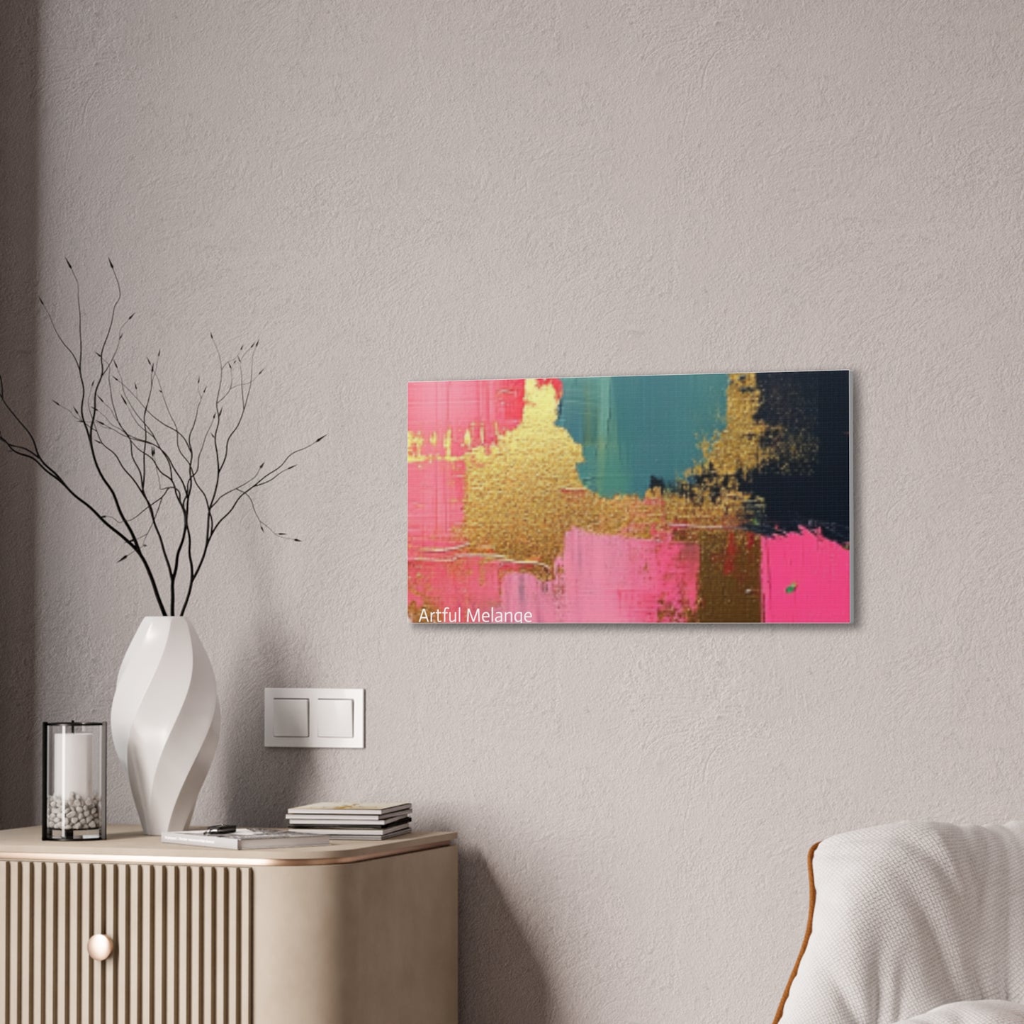 Acrylic Abstract Canvas Print - Homage to the Divine Nine/Pink Green Black and Gold 5