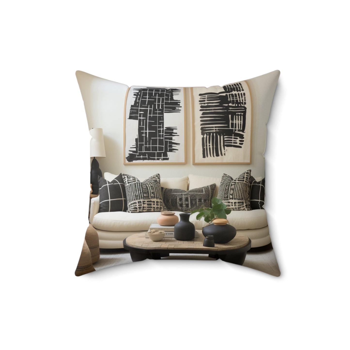 African Mud Cloth Design Square Pillow