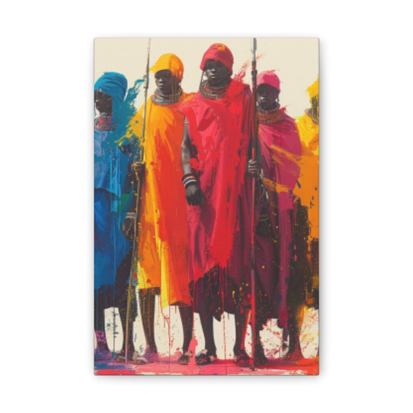 Masai Warriors Abstract Canvas Print