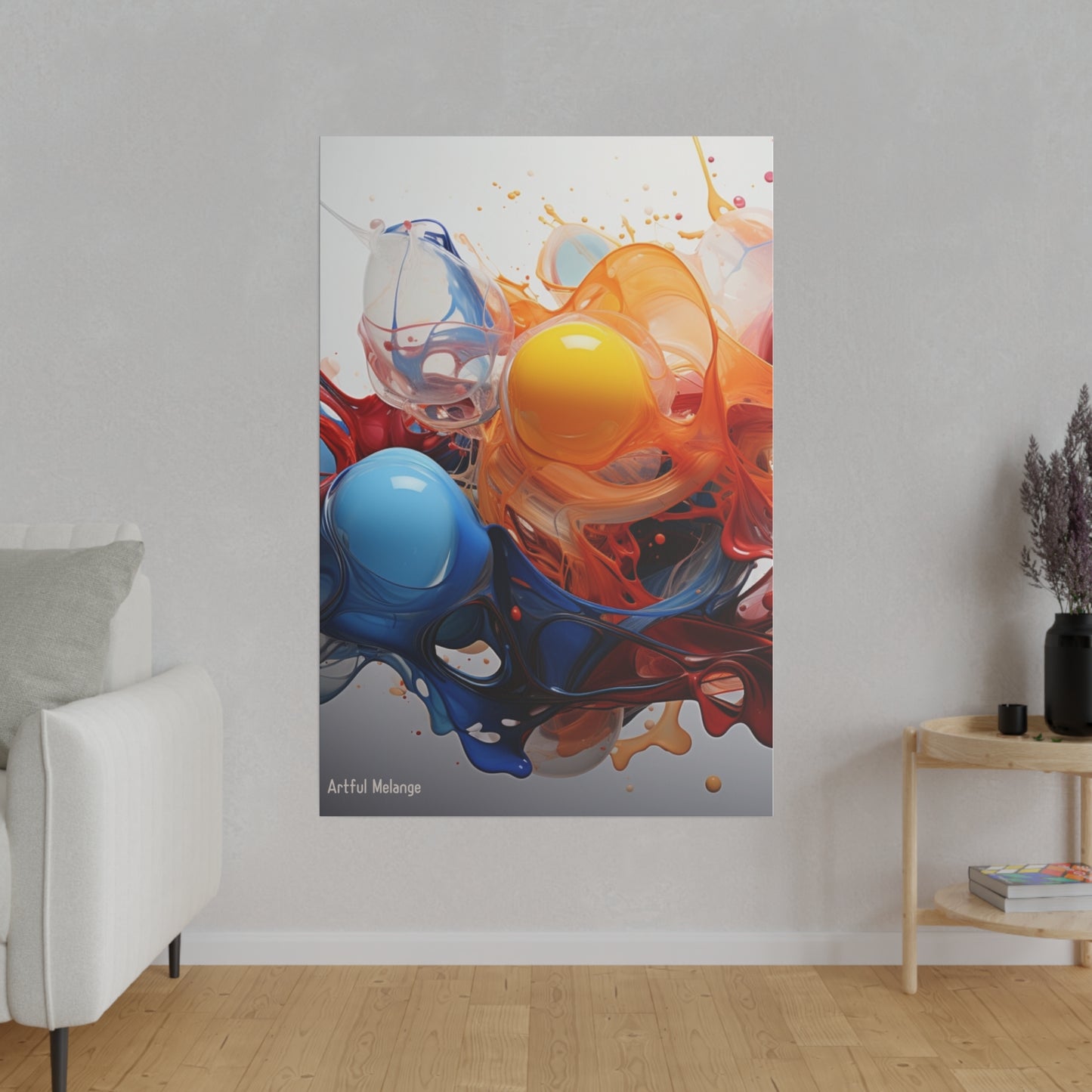 Colorful Balloon-Inspired Matt Canvas Print with Sweeping Acrylic Brush Strokes