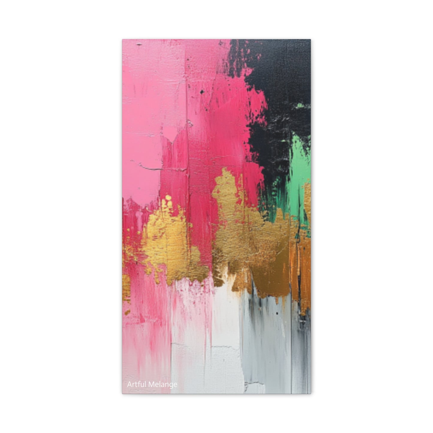 Acrylic Abstract Canvas Print - Homage To The Divine Nine/Pink Green Black and Gold 8