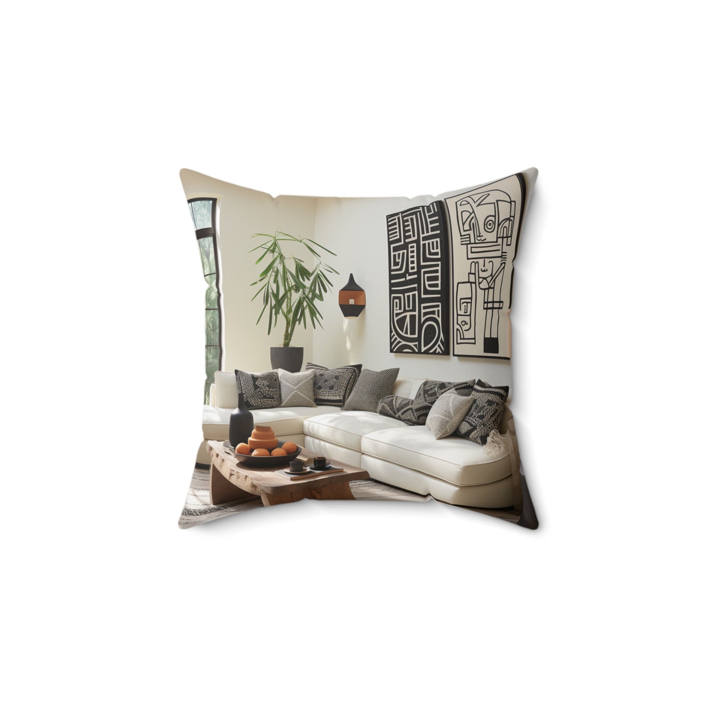 African Mud Cloth Design Square Pillow