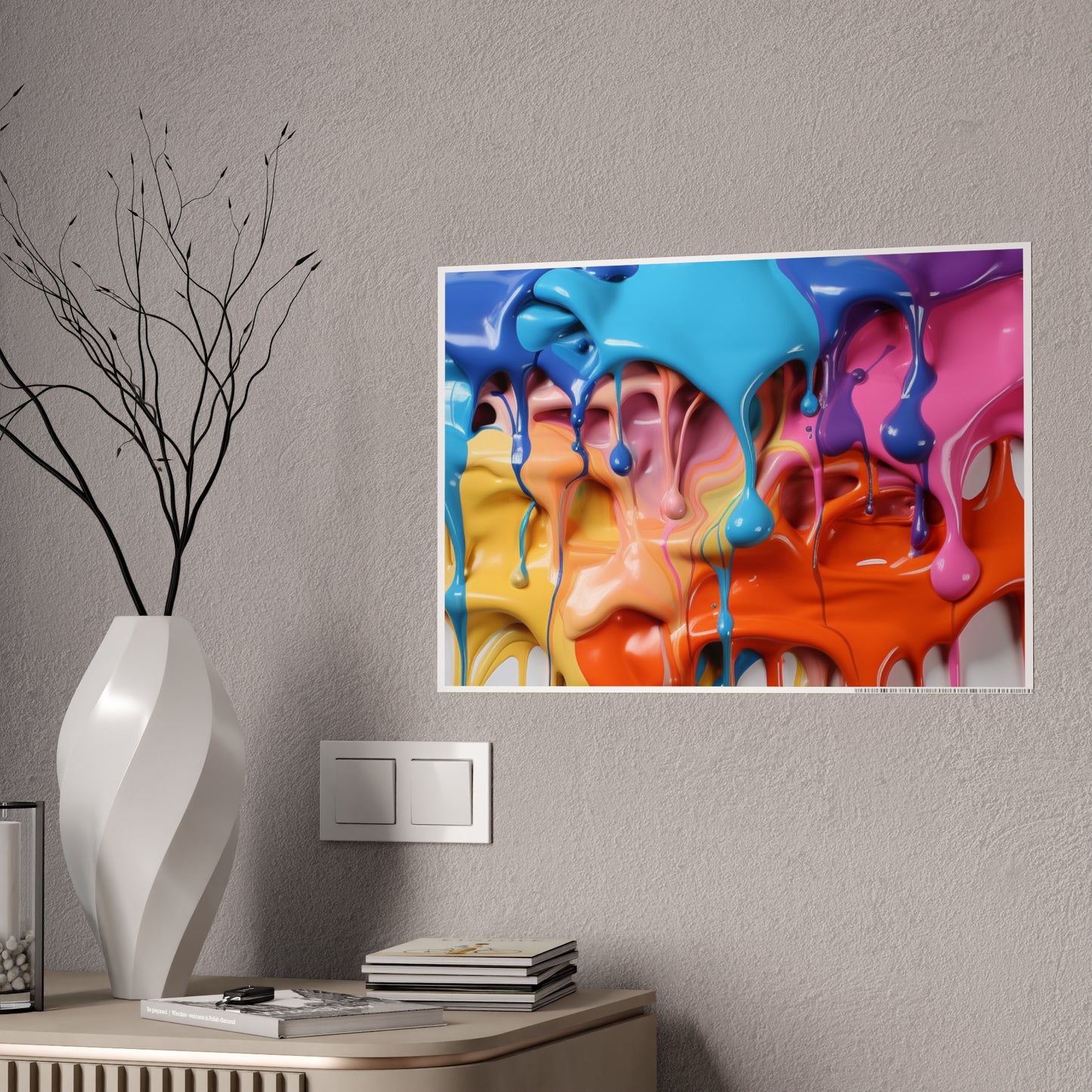 Gleaming Acrylic Abstract Poster: A Spectrum of Colorful Elegance