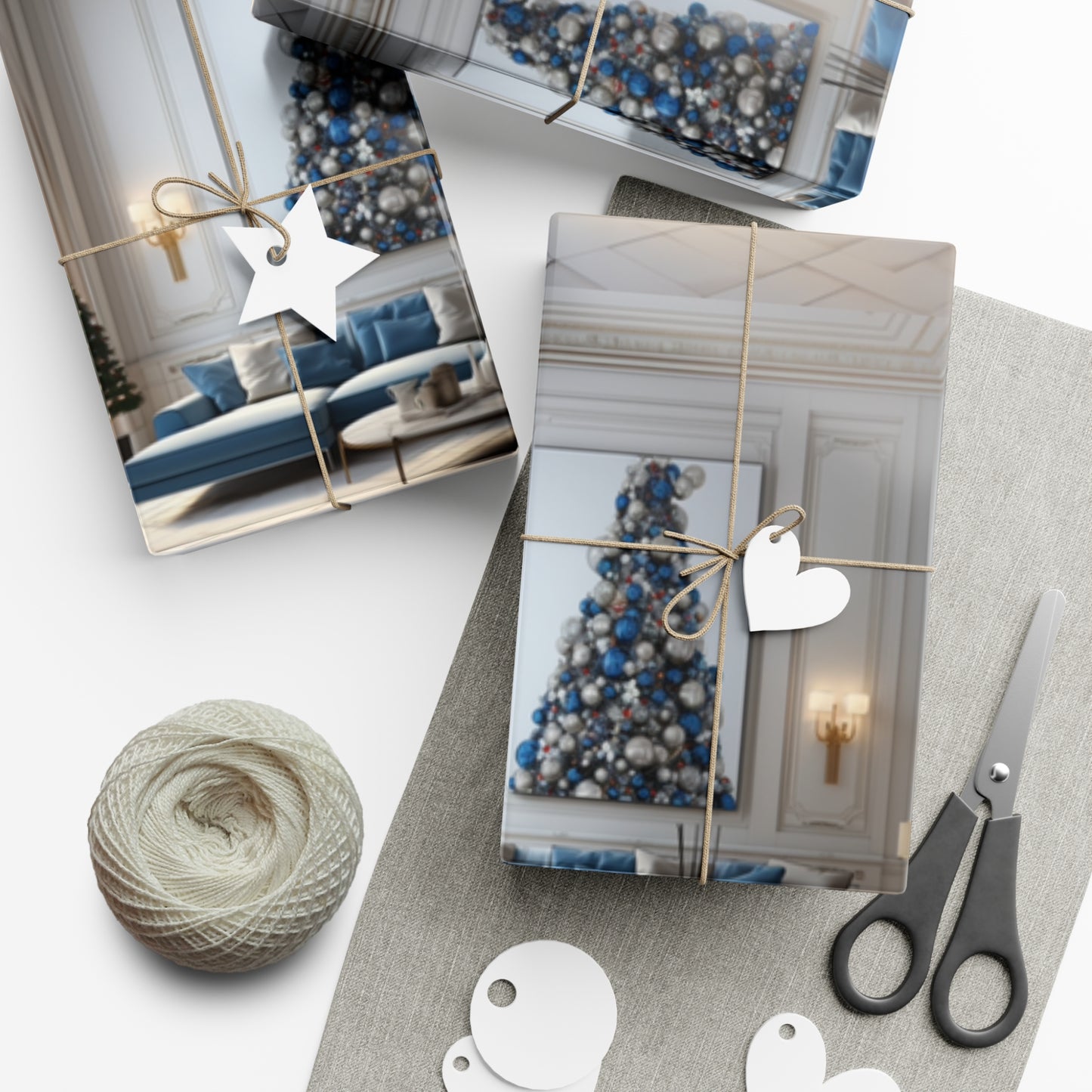 Elegant Blue Holiday Wrapping Paper Collection – Elevate Your Gifts with Sophisticated Style