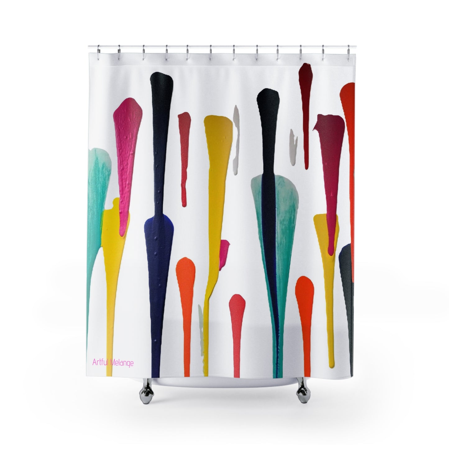 Canvas Cascade: Abstract Acrylic Art Shower Curtain Collection