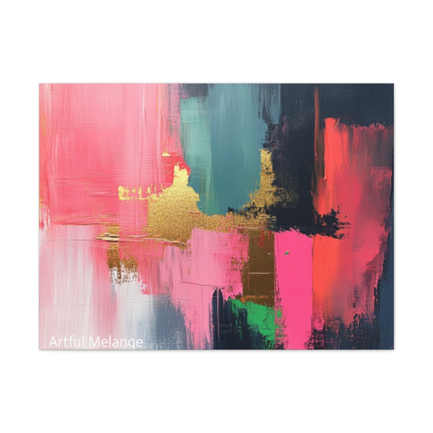 Acrylic Abstract Canvas Print - Homage to the Divine Nine/Pink Green Black and Gold 5