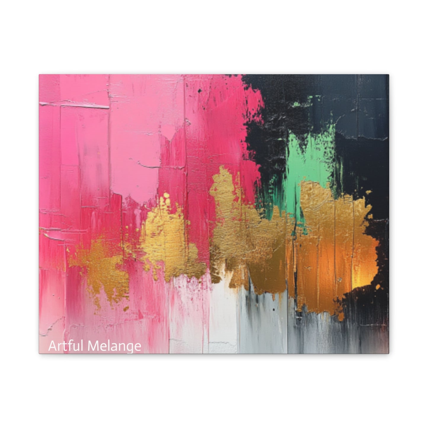 Acrylic Abstract Canvas Print - Homage To The Divine Nine/Pink Green Black and Gold 8