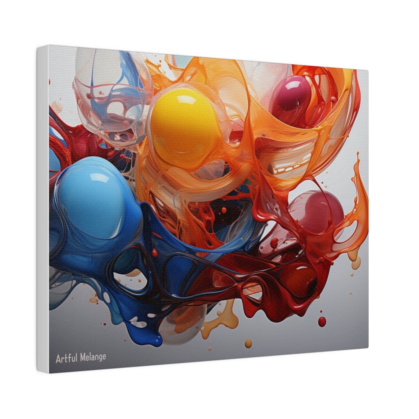 Colorful Balloon-Inspired Matt Canvas Print with Sweeping Acrylic Brush Strokes