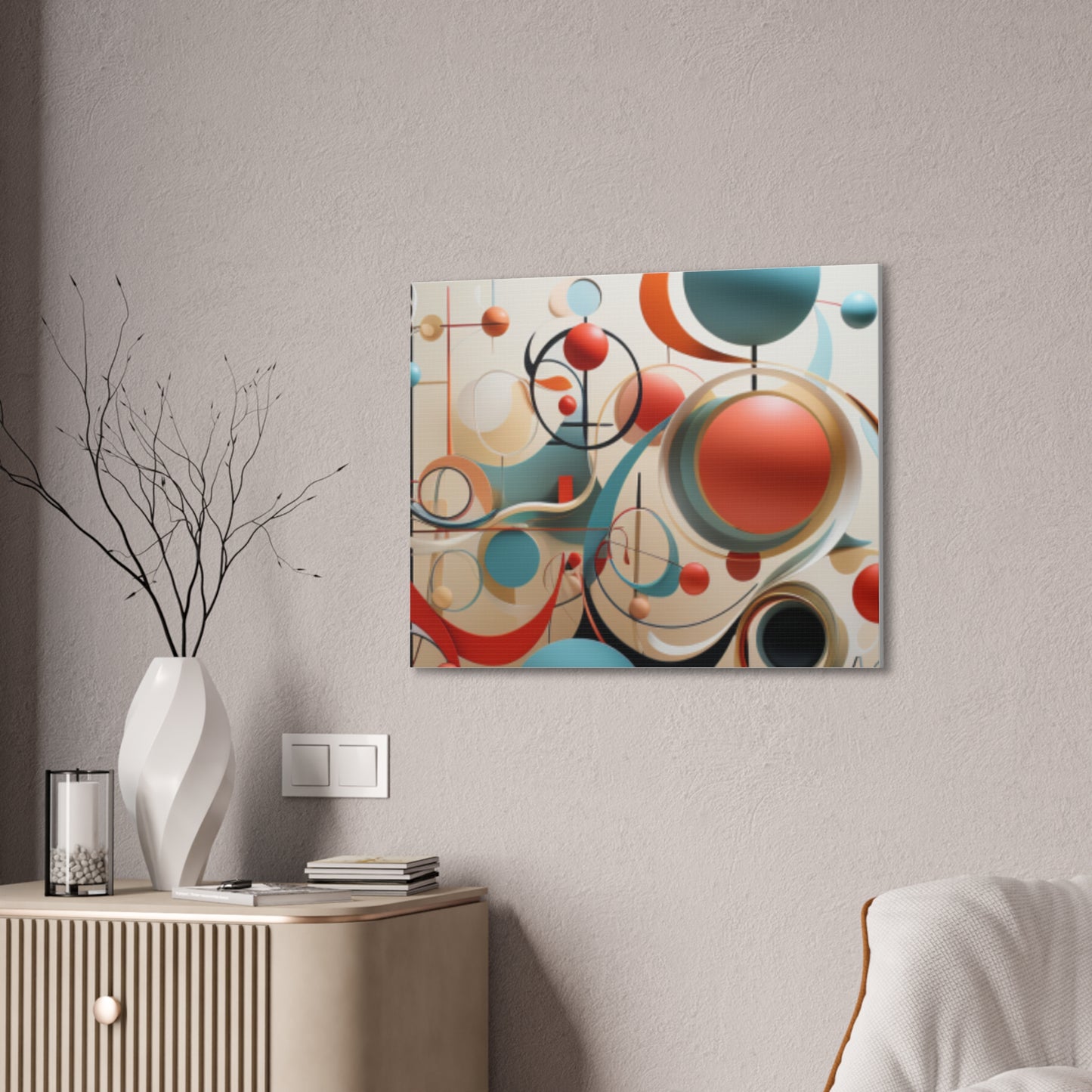 Harmony in Cyan and Peach- Graphic Print