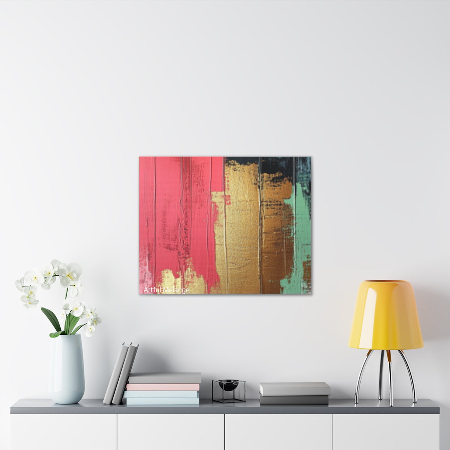 Acrylic Abstract Canvas Print - Homage to the Divine Nine/Pink Green Black and Gold 6